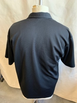 AXIS, Black, Gray, Polyester, Color Blocking, Horizontal Texture, Collar Attached, Button Front, Short Sleeves,