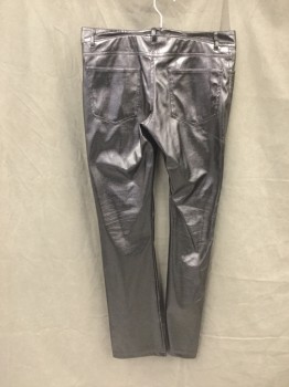 Mens, Casual Pants, LIP SERVICE, Black, Polyurethane, Solid, 32/33, Shiny Pleather, Button Fly, 5 Pockets, Belt Loops