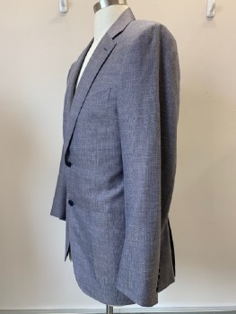 Mens, Sportcoat/Blazer, CANALI, Mauve Pink, Blue, Wool, Silk, 2 Color Weave, 40L, L/S, 2 Buttons, Single Breasted, Notched Lapel, 3 Pockets,