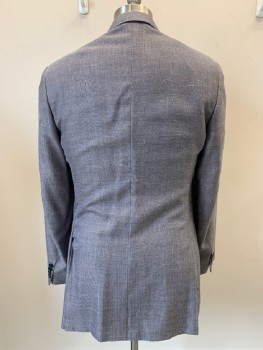 Mens, Sportcoat/Blazer, CANALI, Mauve Pink, Blue, Wool, Silk, 2 Color Weave, 40L, L/S, 2 Buttons, Single Breasted, Notched Lapel, 3 Pockets,