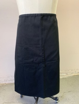 N/L, Black, Poly/Cotton, Solid, Twill, 1 Pocket with Skinny Sub Compartment for Pencil,  Self Ties at Waist