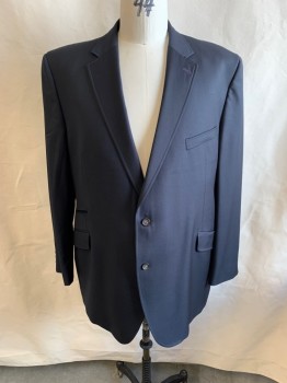 Mens, Sportcoat/Blazer, TED BAKER, Black, Wool, 52L, Notched Lapel, Single Breasted, Button Front, 2 Buttons, 4 Pockets