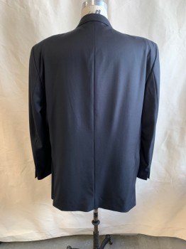 Mens, Sportcoat/Blazer, TED BAKER, Black, Wool, 52L, Notched Lapel, Single Breasted, Button Front, 2 Buttons, 4 Pockets