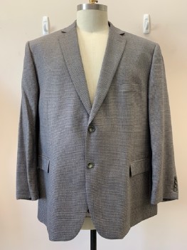 Mens, Sportcoat/Blazer, PRONTO UOMO, Blue, Gray, Lt Beige, Wool, Ramie, Tweed, 54R, 2 Buttons, Single Breasted, Notched Lapel, 3 Pockets
