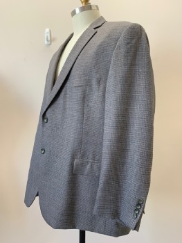 Mens, Sportcoat/Blazer, PRONTO UOMO, Blue, Gray, Lt Beige, Wool, Ramie, Tweed, 54R, 2 Buttons, Single Breasted, Notched Lapel, 3 Pockets