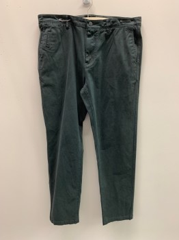 Mens, Casual Pants, RAILS, Olive Green, Cotton, 34/30, Side Pockets, Zip Front, F.F, 2 Welt Pockets