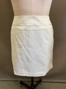 Womens, Skirt, Knee Length, ANN TAYLOR, White, Cotton, Spandex, 8, Zip Back