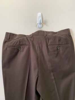 Mens, Slacks, GIORGIO FIORELLI, Dk Brown, Polyester, Viscose, Solid, I:34, W:36, Flat Front, Button Tab, Zip Fly, 4 Pockets, Belt Loops