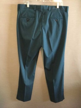 Mens, Suit, Pants, JF, Teal Green, Polyester, Rayon, Solid, 32, 32, Flat Front, Slim, PocketsFC014909