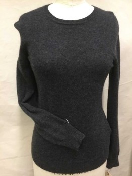 LORD & TAYLOR, Heather Gray, Wool, Heathered, CN, Ribbed Neck Line, Cuffs & Hem, L/S, Multiples,