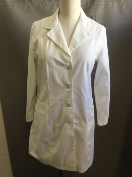ANGELICA, White, Cotton, Solid, Women, Button Front, Double Pockets, Long Sleeves, Notched Lapel,