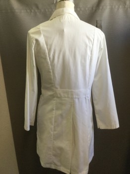 ANGELICA, White, Cotton, Solid, Women, Button Front, Double Pockets, Long Sleeves, Notched Lapel,