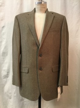 LAUREN, Camel Brown, Brown, Wool, Cashmere, Herringbone, Camel & Brown Herringbone, Notched Lapel, Collar Attached, 2 Buttons,  3 Pockets,