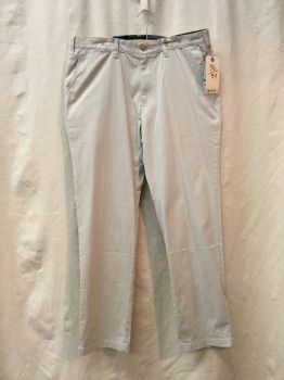 Mens, Casual Pants, NAUTICA, Lt Gray, Cotton, Solid, 38/30, Light Gray, Dbl Pleated, Cuffed