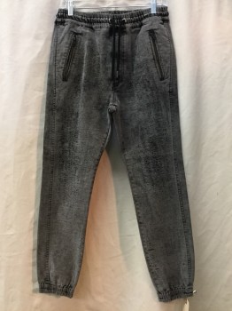 Mens, Casual Pants, DIESEL, Heather Gray, Cotton, Synthetic, Solid, 30, Heather Gray, Distressed, Drawstring Waist, Zip Pockets