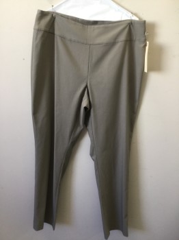 Womens, Slacks, NIC + ZOE, Taupe, Rayon, Nylon, Solid, 14, Wide Waist Band, Pull Up, Stretchy, Flat Front,