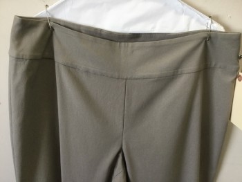 Womens, Slacks, NIC + ZOE, Taupe, Rayon, Nylon, Solid, 14, Wide Waist Band, Pull Up, Stretchy, Flat Front,