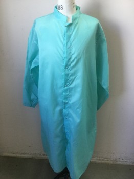 WORKLON, Ice Green, Polyester, Solid, Snap Front, Long,
