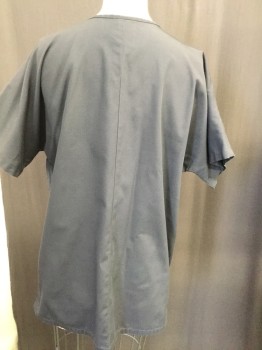 CHEROKEE WORKWEAR, Dk Gray, Cotton, Polyester, Solid, Scrub Top, V-neck, Short Sleeves, Patch Pocket