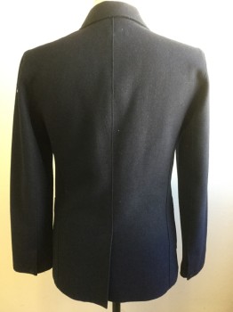 RAG & BONE, Navy Blue, Wool, Polyester, Solid, Single Breasted, 2 Buttons,  Raw Edge, 3 Patch Pockets, Felted Wool
