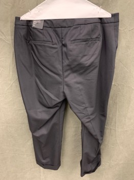 Womens, Slacks, LANE BRYANT, Black, Cotton, Polyester, Solid, 18, Flat Front, 4 Pockets, Zip Fly, Cuffed