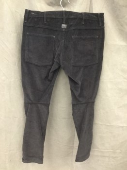 G-STAR RAW, Black, Cotton, Elastane, Solid, Corduroy, Flat Front, 5 Pockets, Belt Loops, Button Fly, Reinforced Knees