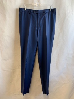 Mens, Suit, Pants, JOHN VARVATOS, Navy Blue, Wool, Solid, 33/34, F.F, Side Pockets, Zip Front, Belt Loops