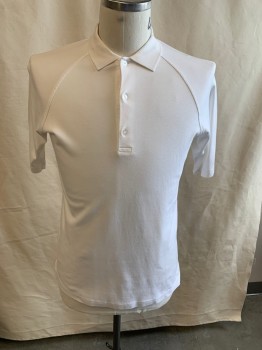 Mens, Polo, BOBBY JONES, White, Cotton, Solid, S, Collar Attached. 3 B/f  Short Sleeve