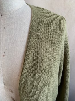 Womens, Sweater, A NEW DAY, Olive Green, Cotton, Polyester, Solid, M, Open Front