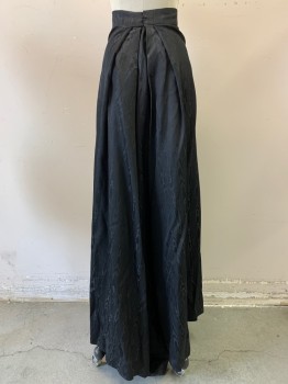 NL, Black, Synthetic, Polyester, Moire, Watered "silk" Pattern ,4 Deep Pleats in Back ,Hook and Snaps