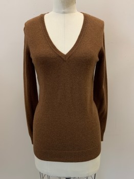 Womens, Pullover, BARNEY'S, Brown, Cashmere, Solid, S, L/S, V Neck