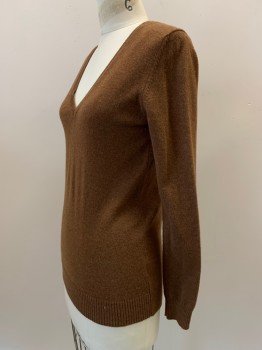 Womens, Pullover, BARNEY'S, Brown, Cashmere, Solid, S, L/S, V Neck