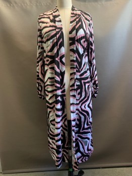 Womens, Cardigan Sweater, ASHLEY STEWART, Black, Pink, White, Polyester, Spandex, Abstract , 18, Open Front, Long
