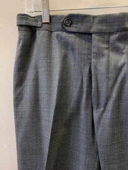 Mens, Suit, Pants, SAMUELSOHN, Gray, Wool, Solid, 32/36, F.F,slash Pockets, Adjustable Side Tabs