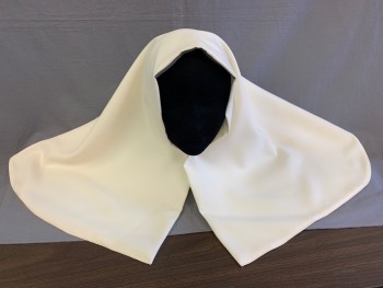 Unisex, Nuns, Wimple, NO LABEL, Cream, Polyester, Solid, NA, Solid, Velcro Attachment