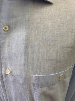 DOMENICO VACCA, Lt Blue, Cotton, Solid, Collar Attached, Button Front, 2 Pockets, Bark Cloth Texture
