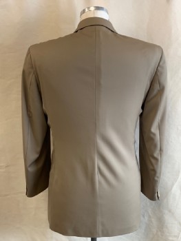 HUGO BOSS, Tan Brown, Wool, Solid, Notched Lapel, 3 Bttn Single Breasted, 3 Pckts, Jacket Has Been Altered