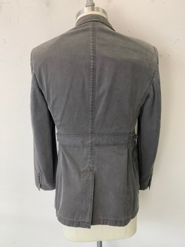Mens, Sportcoat/Blazer, DKNY, Olive Green, Cotton, 42R, Notched Lapel, Single Breasted, Button Front, 3 Buttons, 3 Pockets *Faded