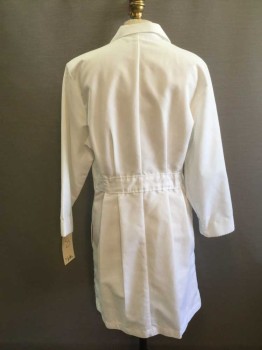 META, White, Cotton, Solid, Long Sleeves, Notched Lapel, Button Front, Pleats In Back, 3 Pockets