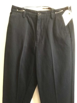 Mens, Casual Pants, DOCKERS, Black, Cotton, Solid, 32.5, 30, Flat Front, Zip Front, 4 Pockets,