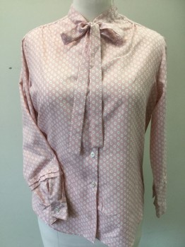 N/L, Pink, Off White, Gray, Polyester, Paisley/Swirls, Pink, Off White with Pink, Light Gray in the Middle Paisley Print, Stand Collar Attached with Neck Tie, Button Front, Long Sleeves with 2 Horizontal Pleats
