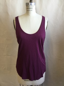 Womens, Top, VELVET, Mauve Pink, Cotton, Modal, Heathered, S, Scoop Neck, Maroon Lining Front, 1" Straps, Flair Bottom