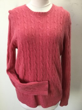 POLO BY RALPH LAUREN, Raspberry Pink, Cashmere, Cable Knit, Long Sleeves, Crew Neck, So Soft and Cuddly