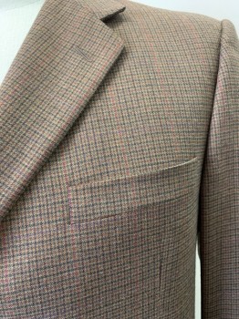 HICKEY FREEMAN, Dk Brown, Lt Brown, Green, Red Burgundy, Purple, Wool, Plaid, Notched Lapel, Single Breasted, 3 Buttons, 3 Pockets, Double Back Vent