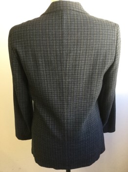 HUGO BOSS, Black, Charcoal Gray, Navy Blue, Brown, Wool, Plaid, Single Breasted, 2 Buttons,  2 Pockets, No Back Vent