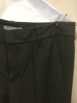 VINCE, Putty/Khaki Gray, Viscose, Elastane, Solid, High Waist, Tapered Leg, Vertical Pin Tuck Down Center Front of Each Thigh, Zip Fly, 4 Pockets