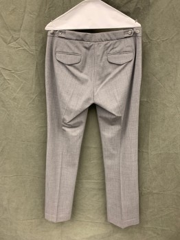 THEORY, Warm Gray, Wool, Lycra, Heathered, Flat Front, Zip Fly, Faux Front Pocket Slits, 2 Back Flap Pockets, Button Tabs at Back Waistband
