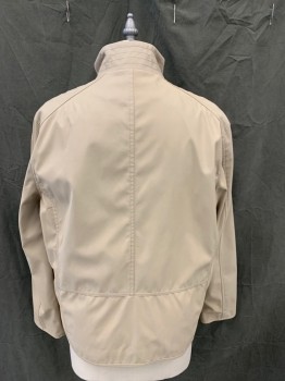 Mens, Casual Jacket, MARC NEW YOK, Lt Khaki Brn, Nylon, Polyester, Solid, L, Zip Front, 2 Zip Pockets, Stand Collar Line Quilted, Long Sleeves, Mesh Lining