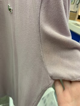 LACOSTE, Lavender Purple, Cotton, Solid, Pique Jersey, Short Sleeves, Rib Knit Collar Attached, 2 Button Placket, Alligator Logo at Chest, **Has Discoloration at Armpits