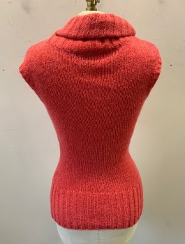 BEBE, Iridescent Pink, Acrylic, Metallic/Metal, Solid, Cable Knit, Sleeveless/Slight Cap Sleeve, Knit with Flecks of Glitter, Cabled Stripes at Center Front, Cowl-Neck, Multiples